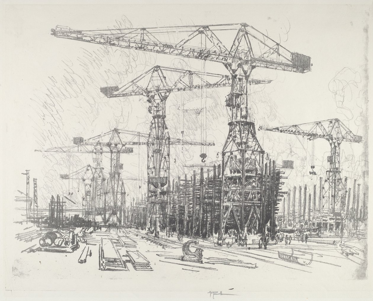 Stará loděnice, 1916. od Joseph Pennell