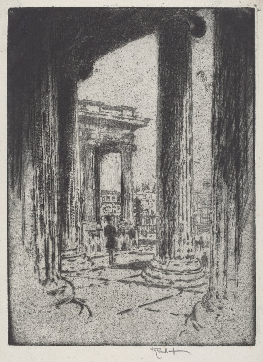 Portico, Britské muzeum od Joseph Pennell