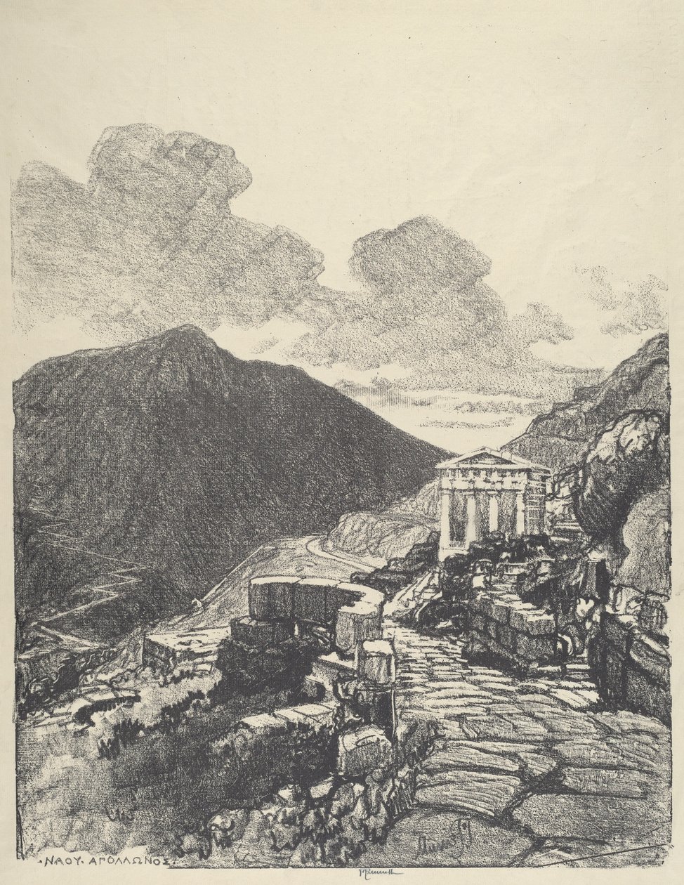Pokladnice Athén, Delphi, 1913. od Joseph Pennell