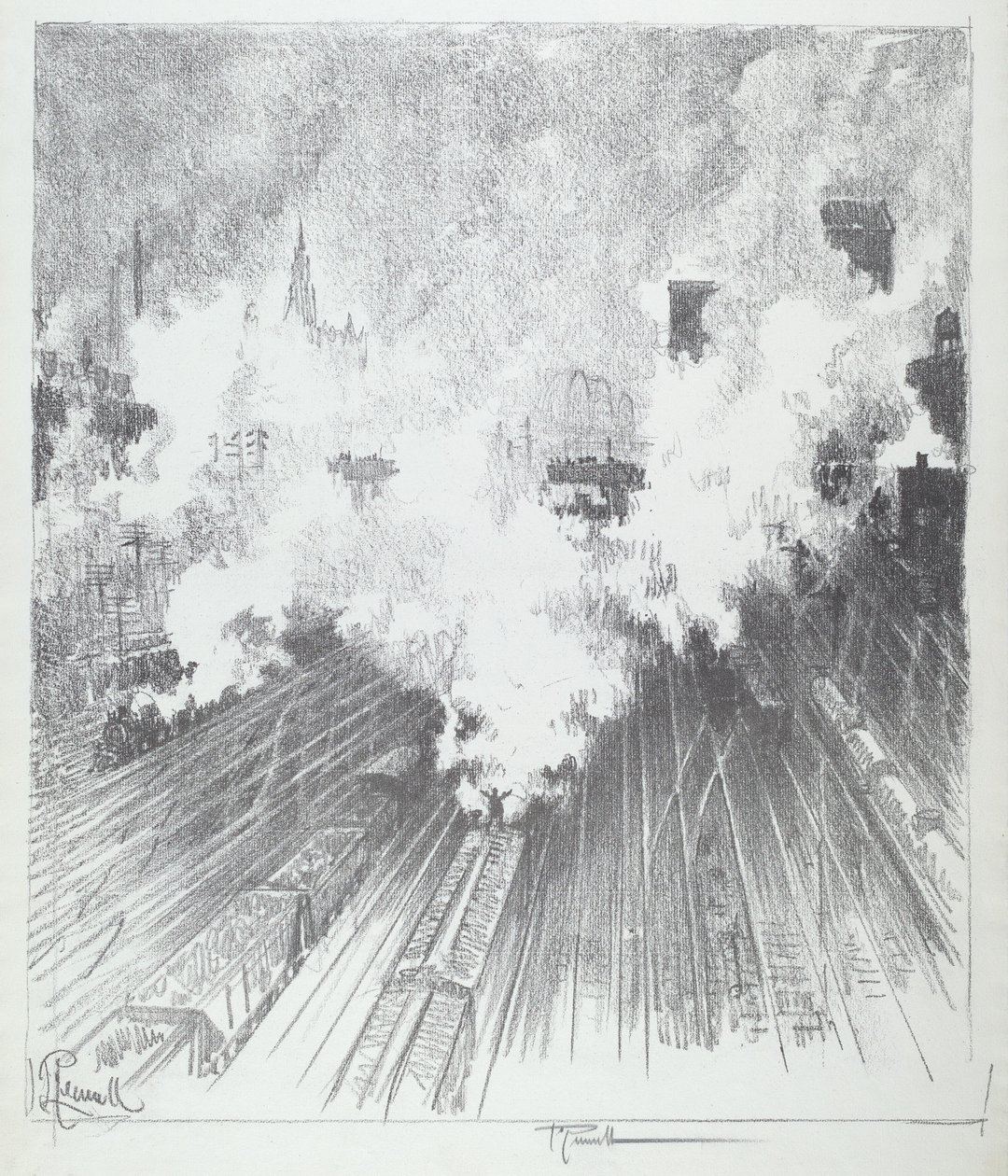 Train Yard, St. Louis, 1919. od Joseph Pennell
