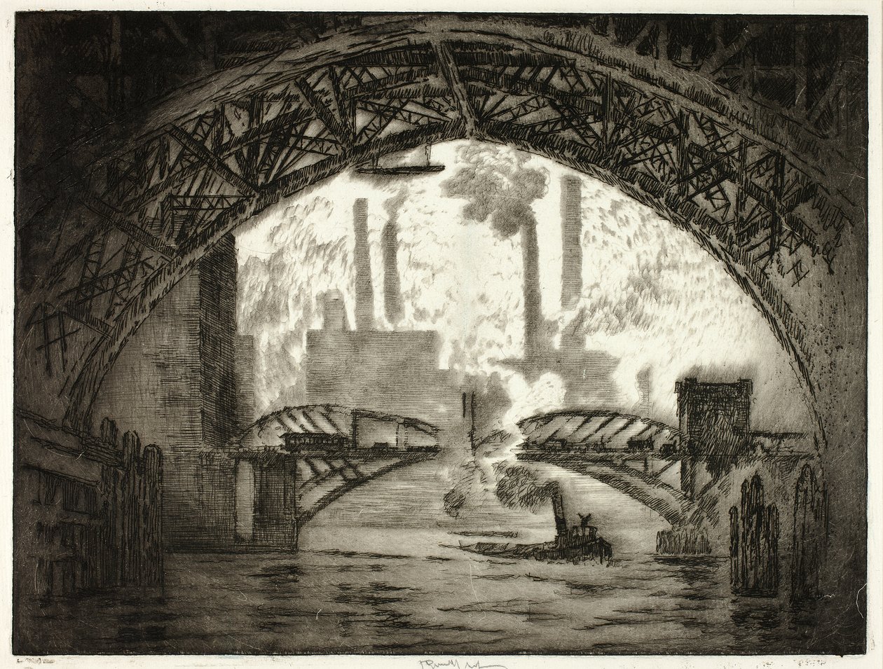 Under the Bridges, Chicago od Joseph Pennell