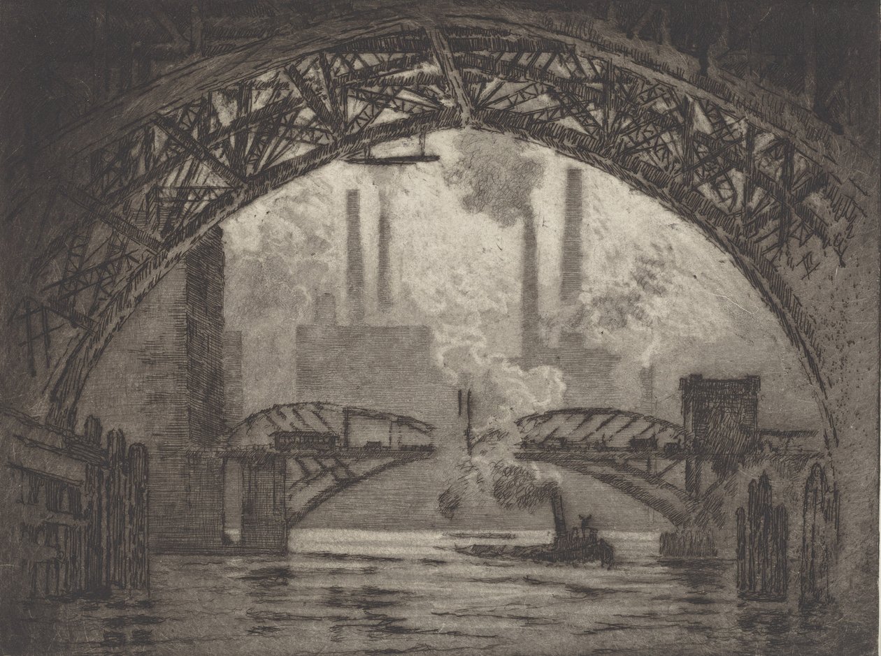 Under the Bridges, Chicago, 1910. od Joseph Pennell