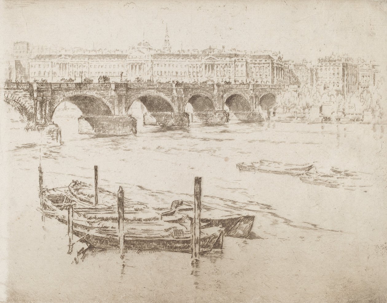 Waterloo Bridge a Somerset House, 1905. od Joseph Pennell