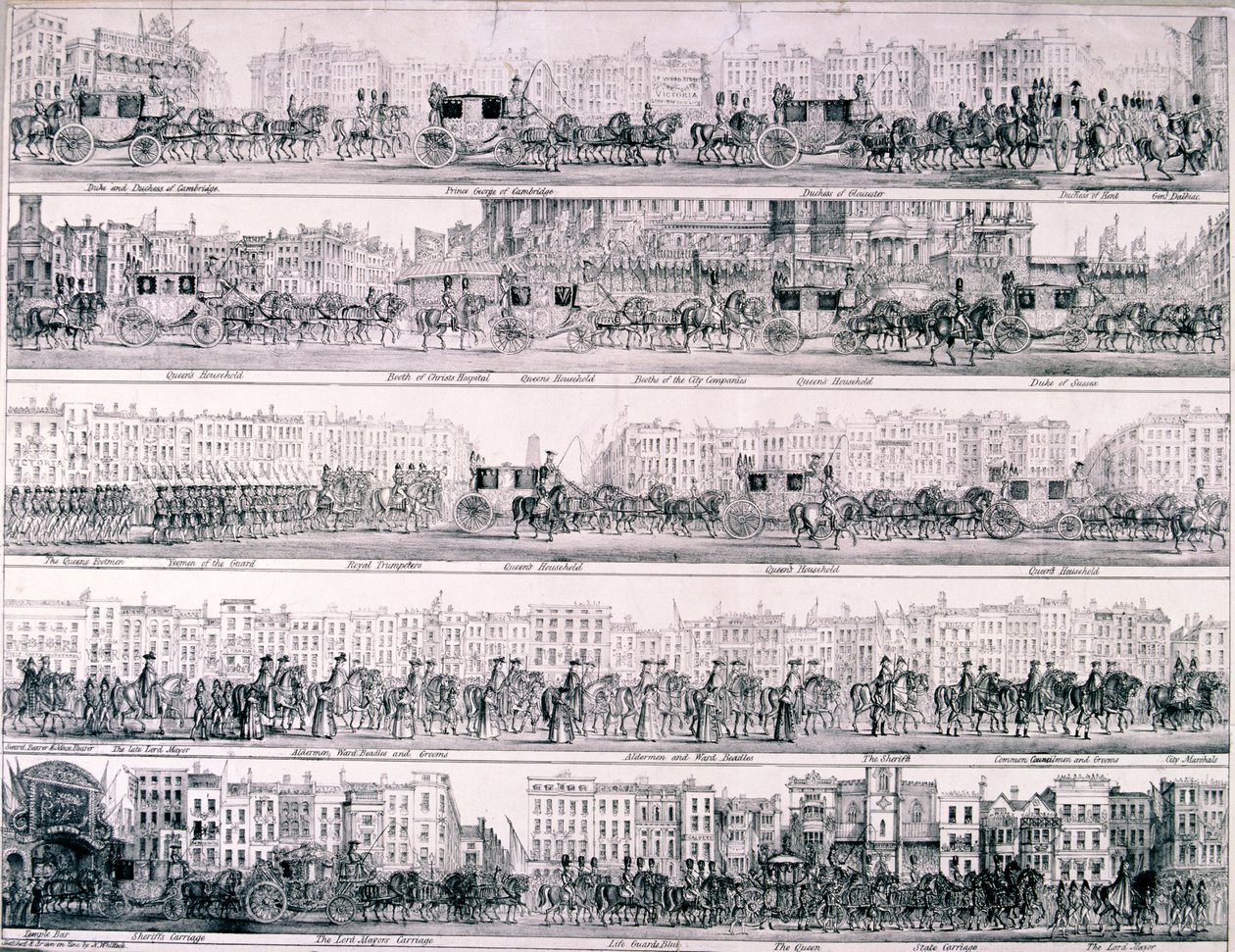 Pokrok královny Viktorie Londýnem, 1837 od Joseph Robins