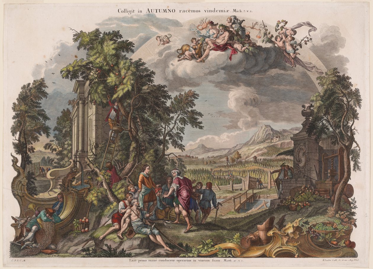 Podzim od Joseph Sebastian Klauber, Johann Baptist Klauber, after Johann Wolfgang Baumgartner