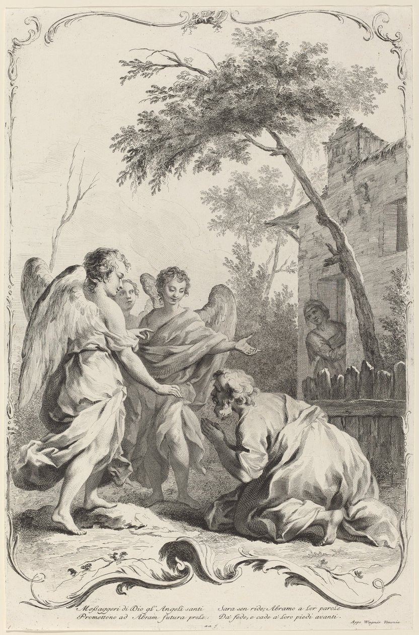 Abraham klečící před třemi anděly od Joseph Wagner