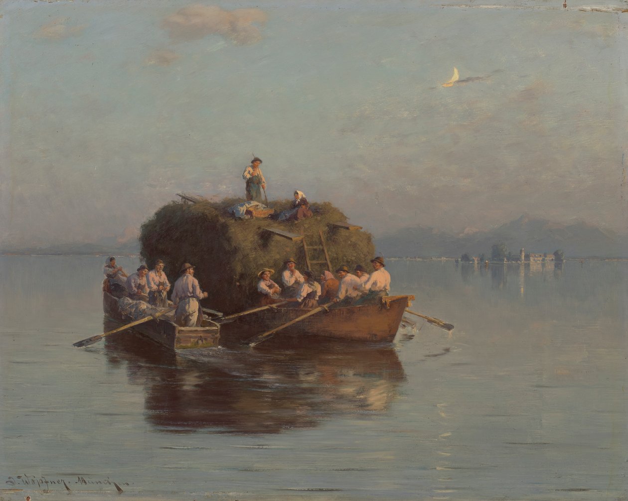 Loď na seno na Chiemsee od Joseph Wopfner