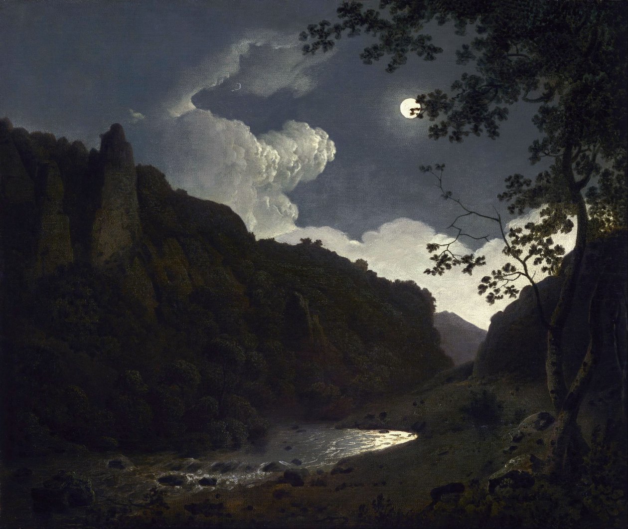 Dovedale za svitu měsíce od Joseph Wright of Derby