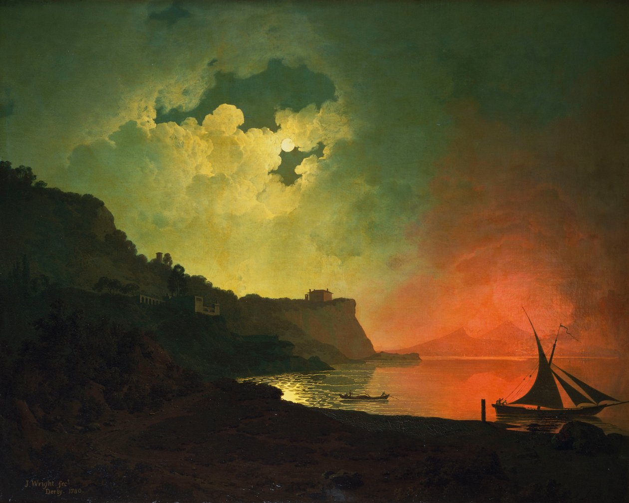 Vesuv z Posilipo od Joseph Wright of Derby