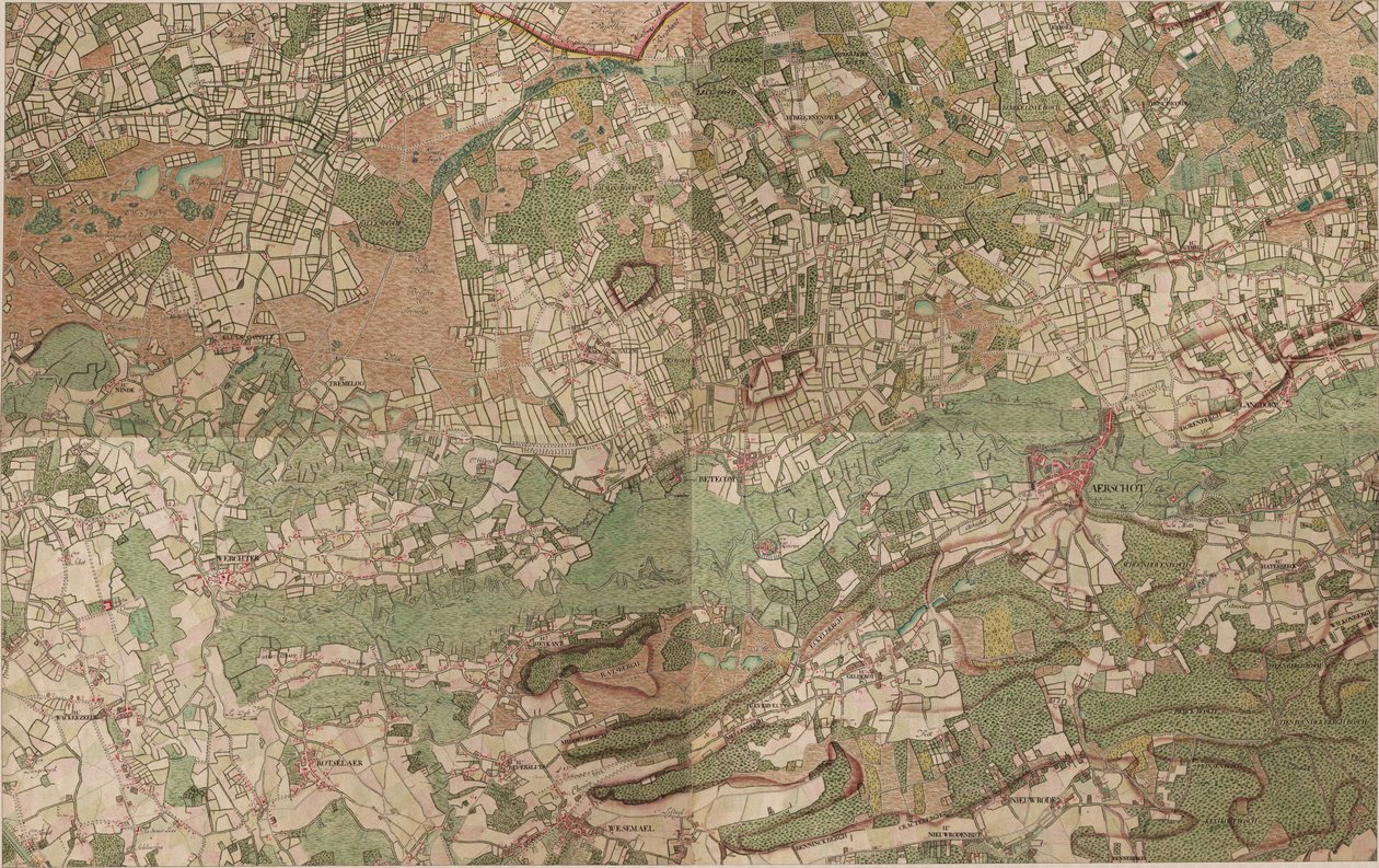Mapa Aerschot - Aarschot od Joseph de Ferraris