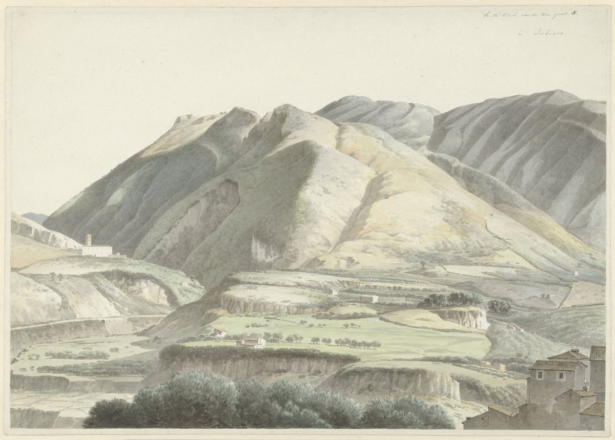 Italská krajina v Subiaco od Josephus Augustus Knip
