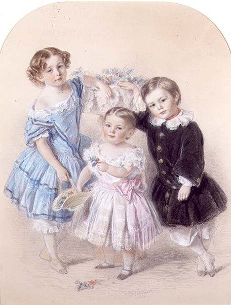 Portrét tří malých dětí od Josiah Gilbert