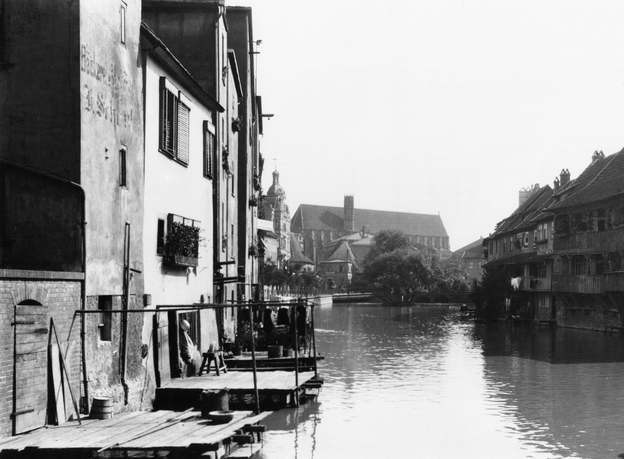 Řeka Gera u Erfurtu, Thiringia, cca 1910 od Jousset