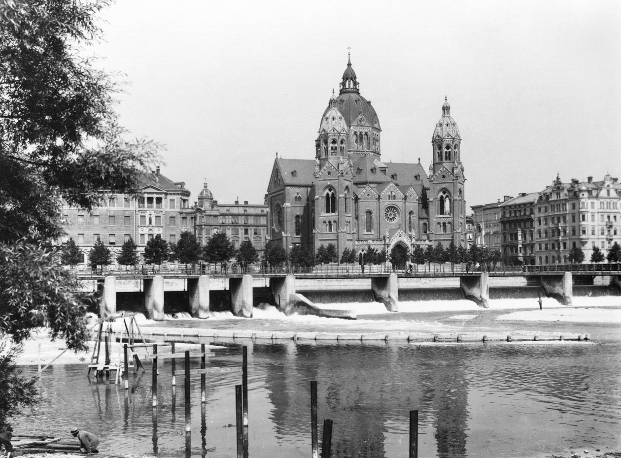 Řeka Isar v Mnichově, c.1910 od Jousset