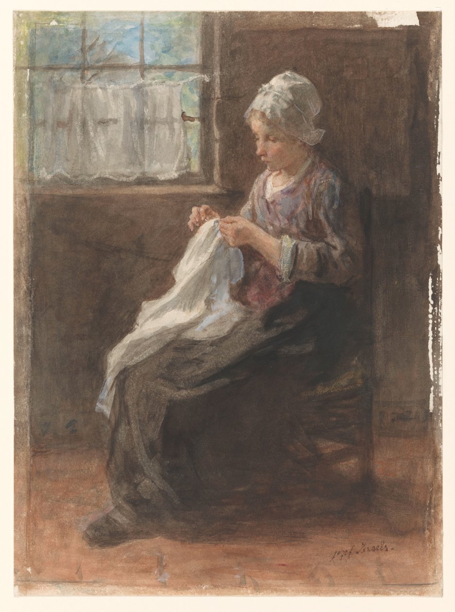 švadlena od Jozef Israëls (signed by artist)