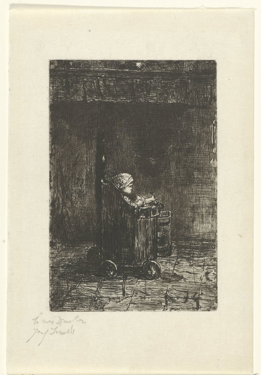 Dítě na vysoké židli od Jozef Israëls (signed by artist)