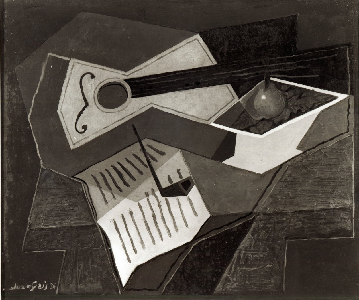 Kytara a mísa na ovoce, 1926 od Juan Gris