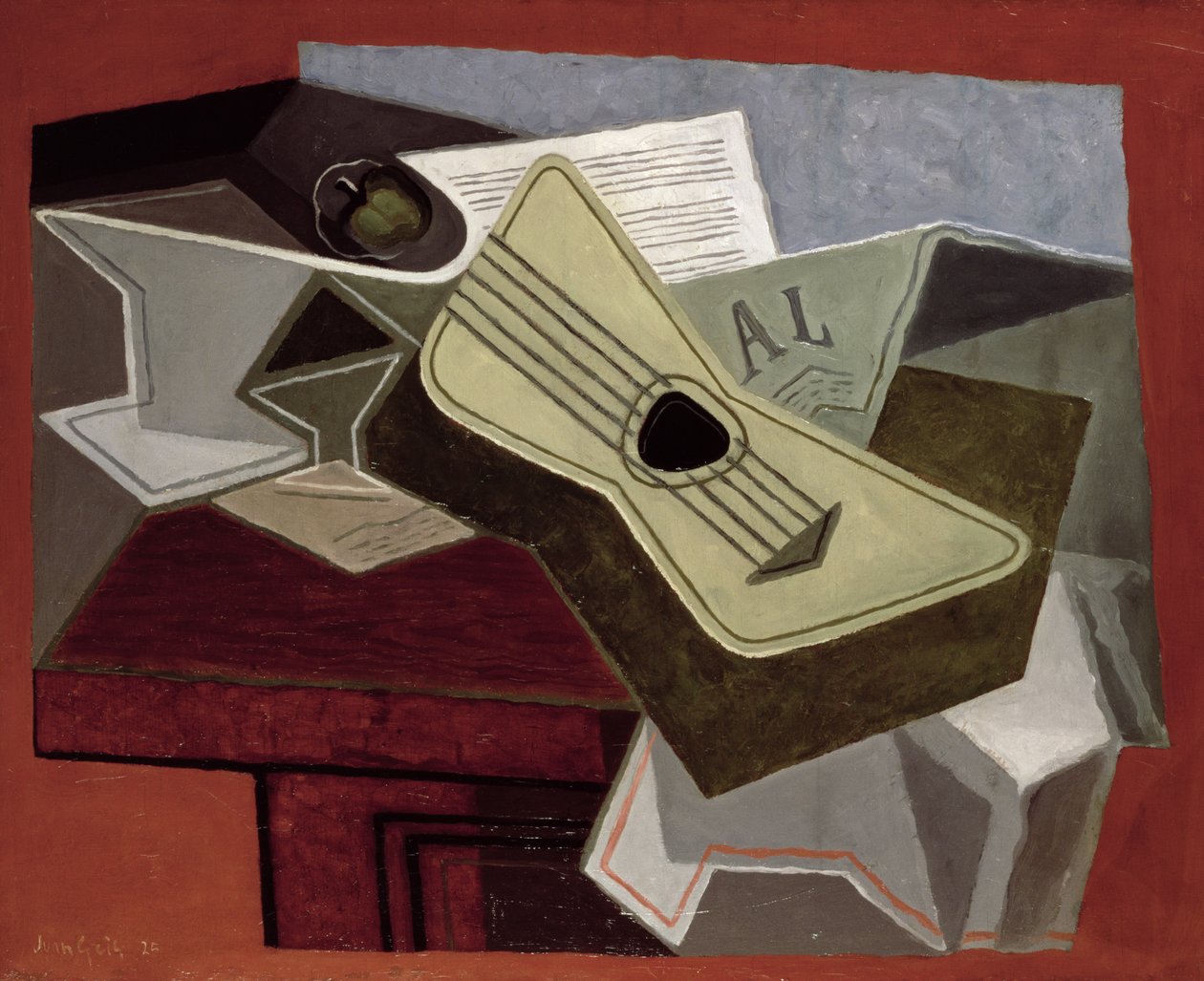 Kytara a noviny, 1925 od Juan Gris