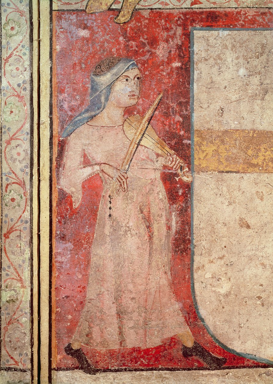 The Female Saints at the Tomb and the Resurrection, detail hráče rebec, 1330 od Juan Oliver