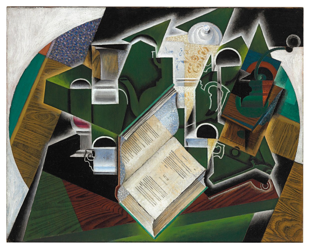 Kniha, dýmka a brýle od Juan Gris