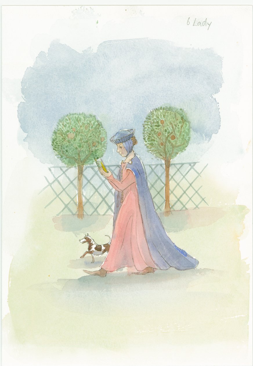 Středověká dáma v zahradě, 2004. od Judith Dobie