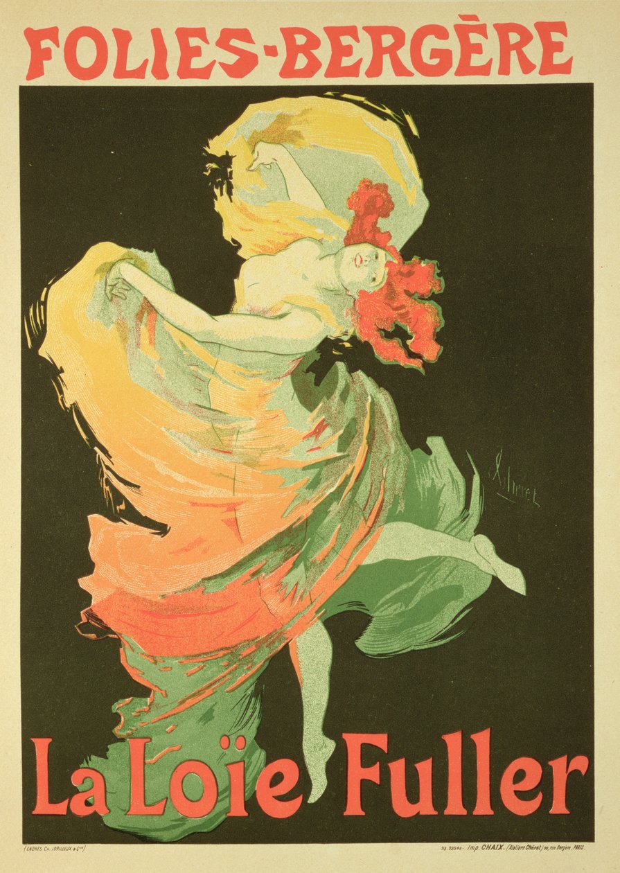 Reprodukce plakátu propagujícího film "Loie Fuller" v divadle Folies-Bergere, 1893 od Jules Cheret