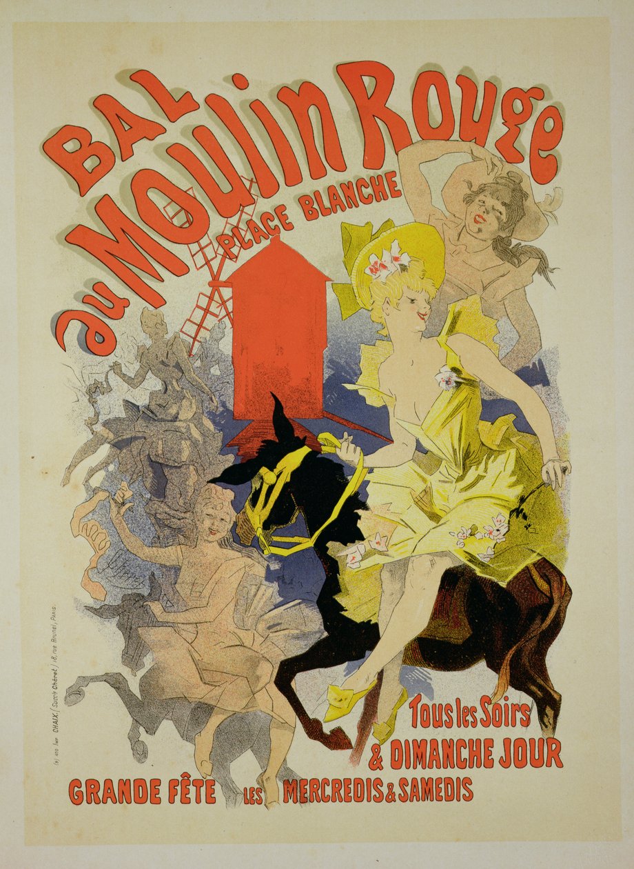 Reprodukce plakátu s reklamou na „Bal au Moulin Rouge“, 1889 od Jules Cheret
