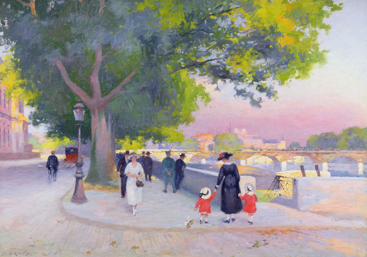 Promenáda na břehu Seiny v Paříži od Jules Ernest Renoux