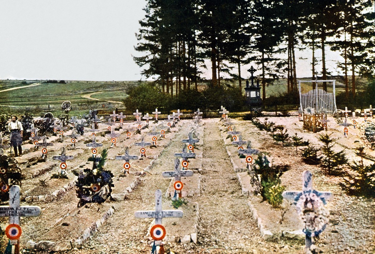 Francouzský vojenský hřbitov, Verdun, září 1916 (autochrom) od Jules Gervais Courtellemont