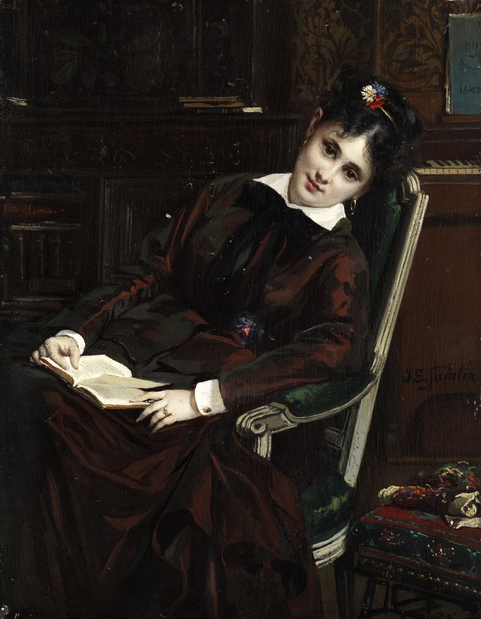 Mladá žena čtení od Jules Emile Saintin