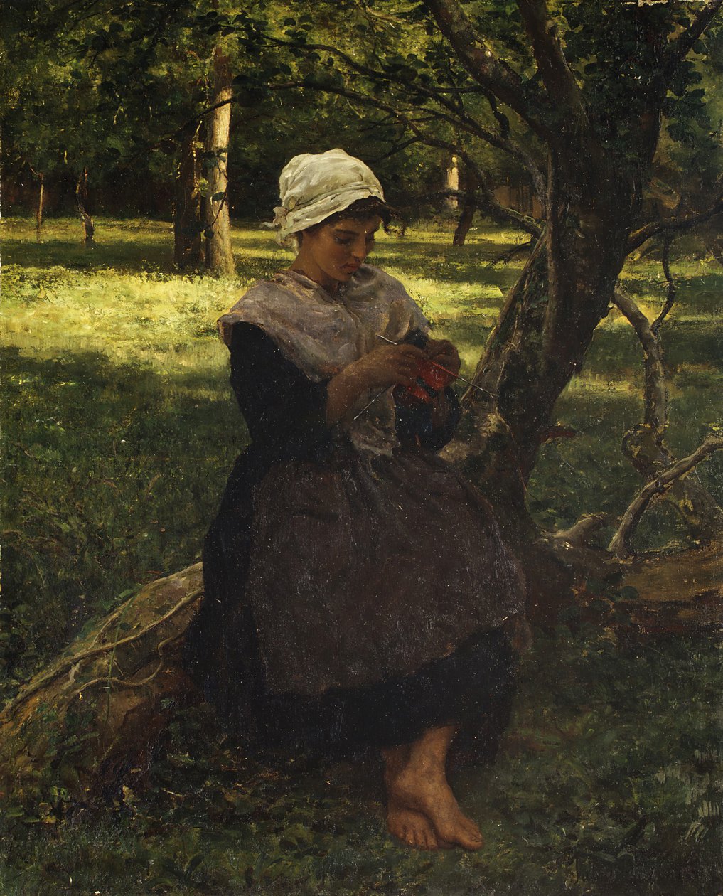 Pletení rolnické dívky, ca. 1870. od Jules Breton