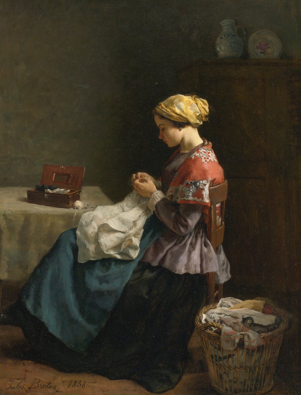 Jules Breton, 1868 - Malá švadlenka od Jules Breton