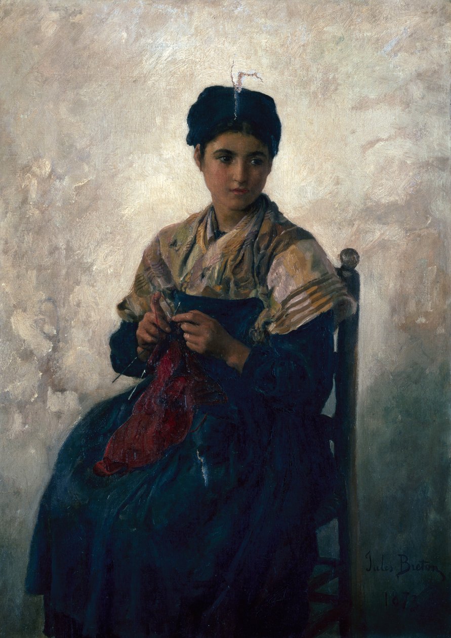 Rolnická dívka pletení od Jules Breton