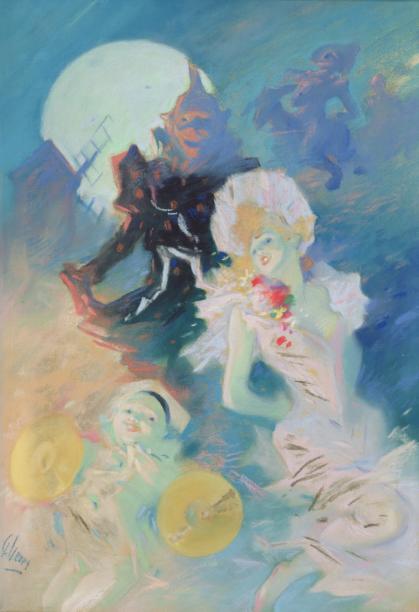 Bláznivé štěstí (pastel na papíře) od Jules Cheret