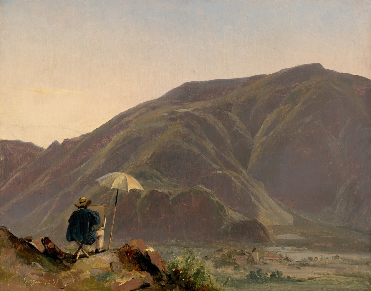 Pohled na Bozen s malířem, 1837. od Jules Coignet