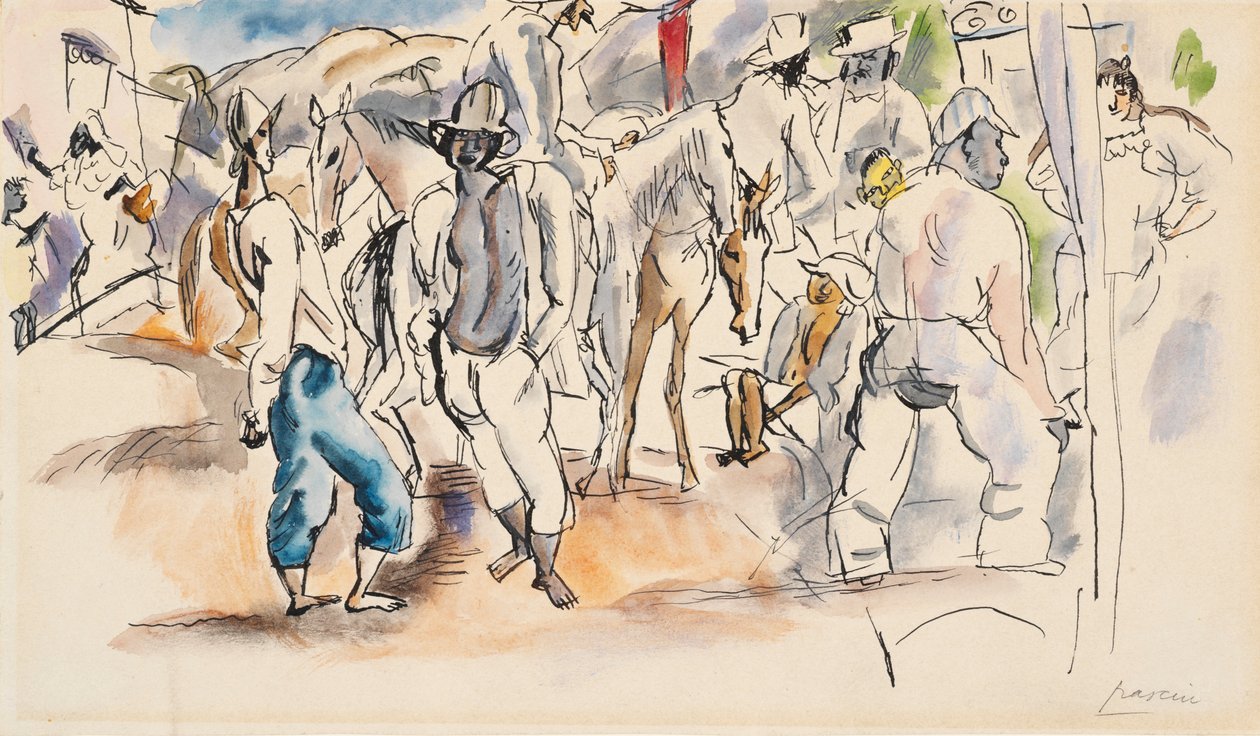 Postavy a koně od Jules Pascin