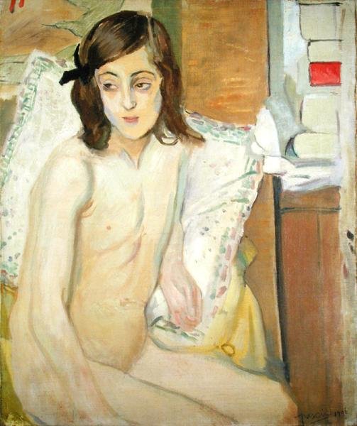 Nahá mladá dívka (olej na plátně) od Jules Pascin