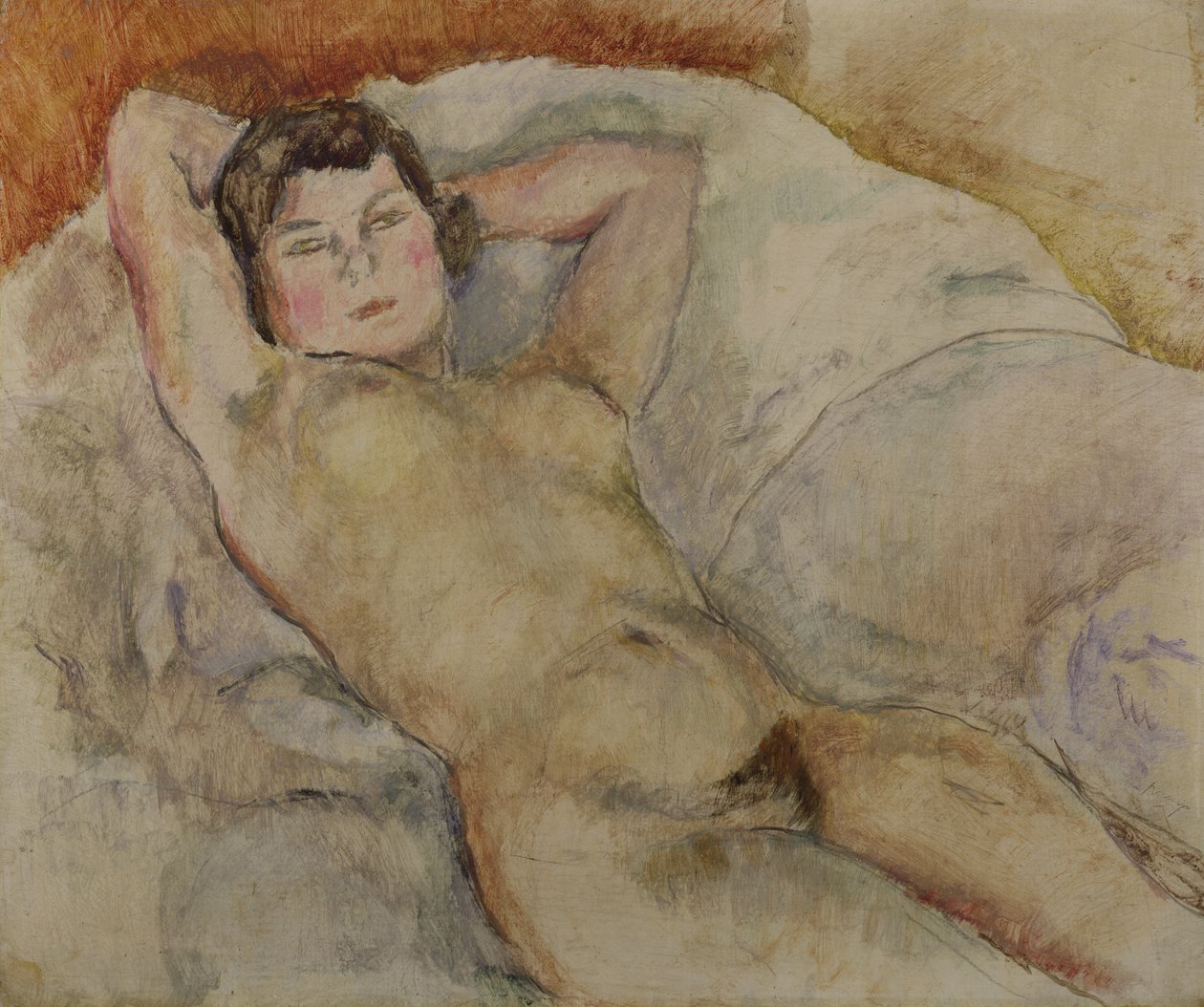 Ležící akt, kolem roku 1909 od Jules Pascin