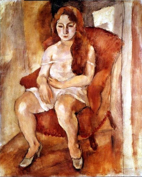 Sedící žena (olej na plátně) od Jules Pascin