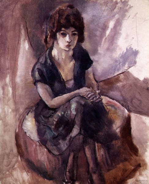 Sedící mladá žena (olej na plátně) od Jules Pascin