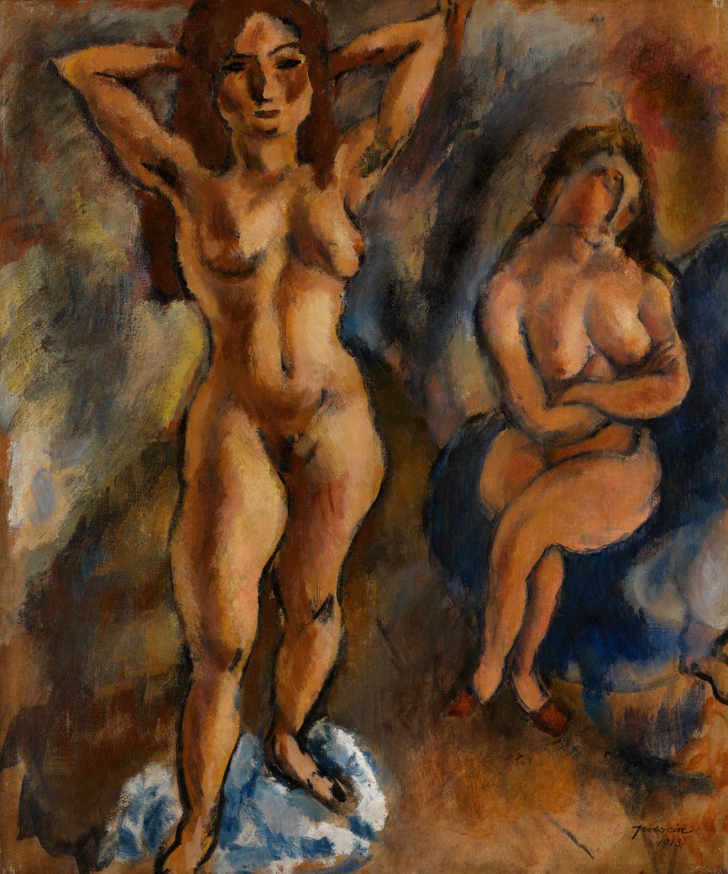 Dva akty - jeden stojící, druhý sedící od Jules Pascin