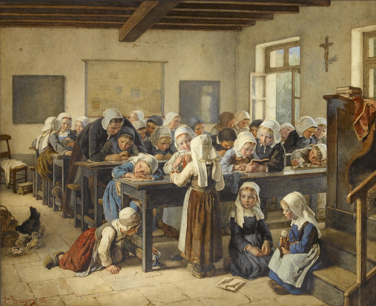 Bretonská dívčí škola, 1882. od Jules Trayer