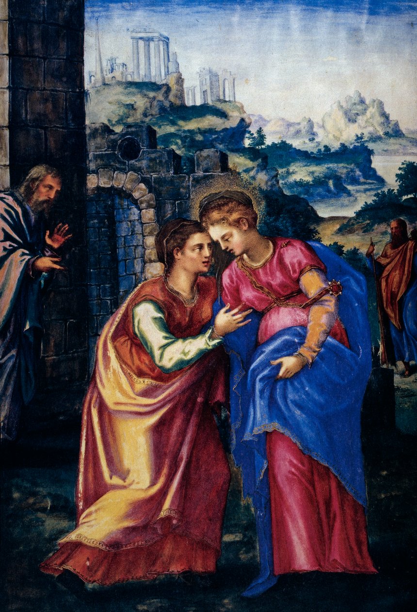 Vizitace, z faksimile breviáře španělského krále Filipa II., 1569 (pergamen) od Julian and Leon, Andres de Fuente del Saz