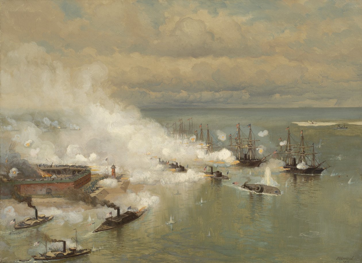 Bitva o Mobile Bay, Alabama, 1886 (olej na plátně) od Julian Oliver Davidson