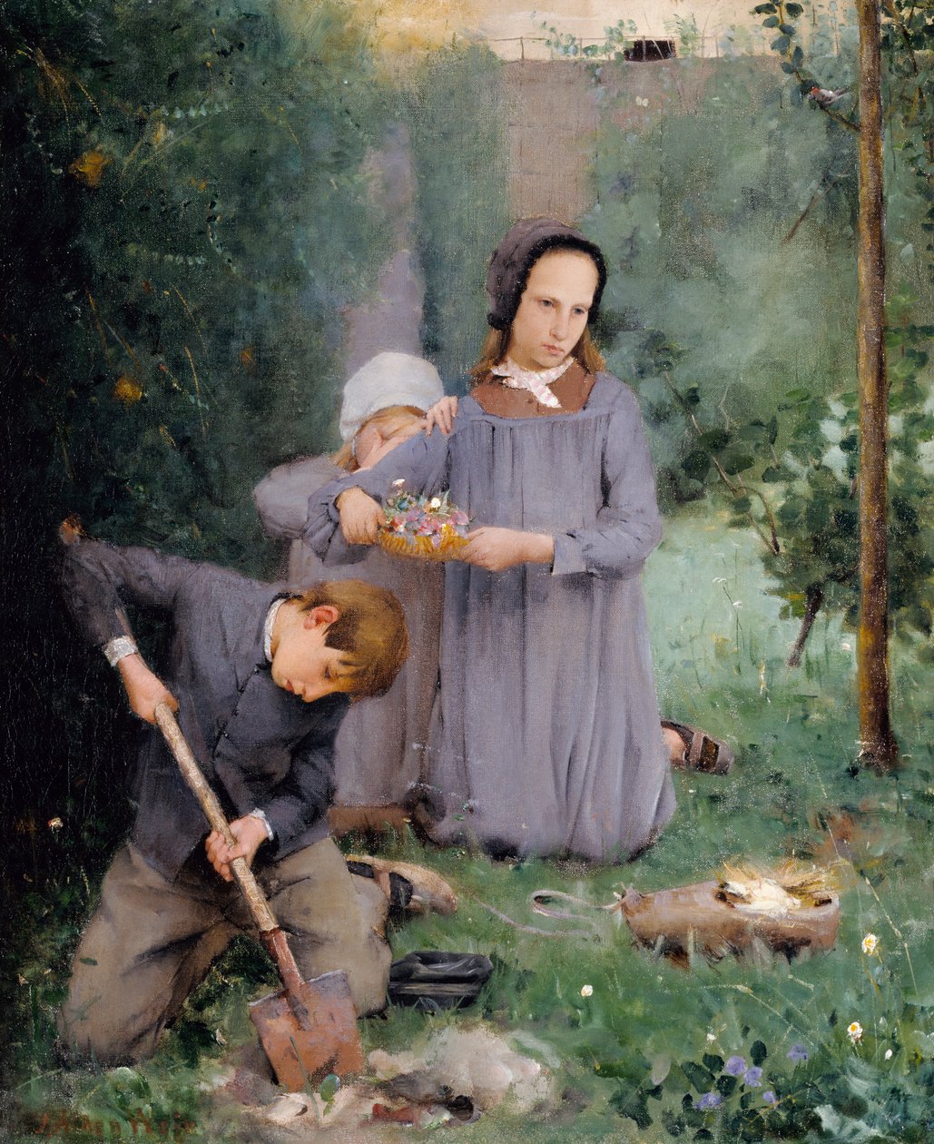 Děti pohřbívají ptáka, 1878. od Julian Alden Weir