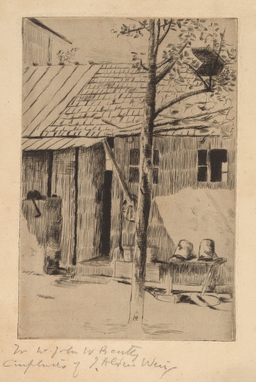 Dveřní dvůr, vědra a strom od Julian Alden Weir