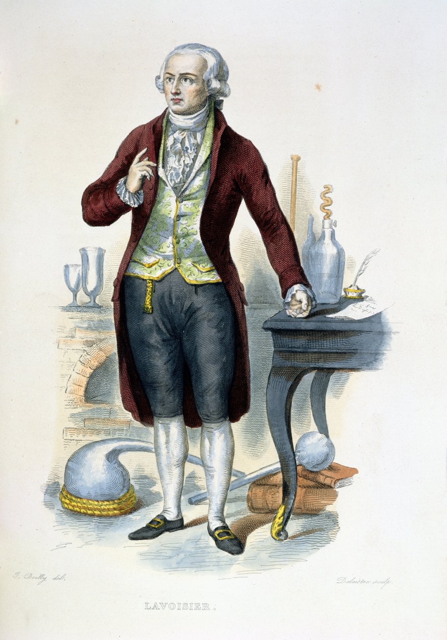 Antoine Laurent de Lavoisier (1743-94) ilustrace z „Le Plutarque Francais“ od E. Mennecheta, rytý Delaistre, 1835 od Julien Leopold Boilly