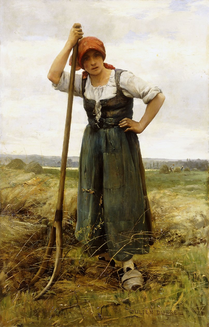 Rolnická žena opřená o vidle, od Julien Dupre