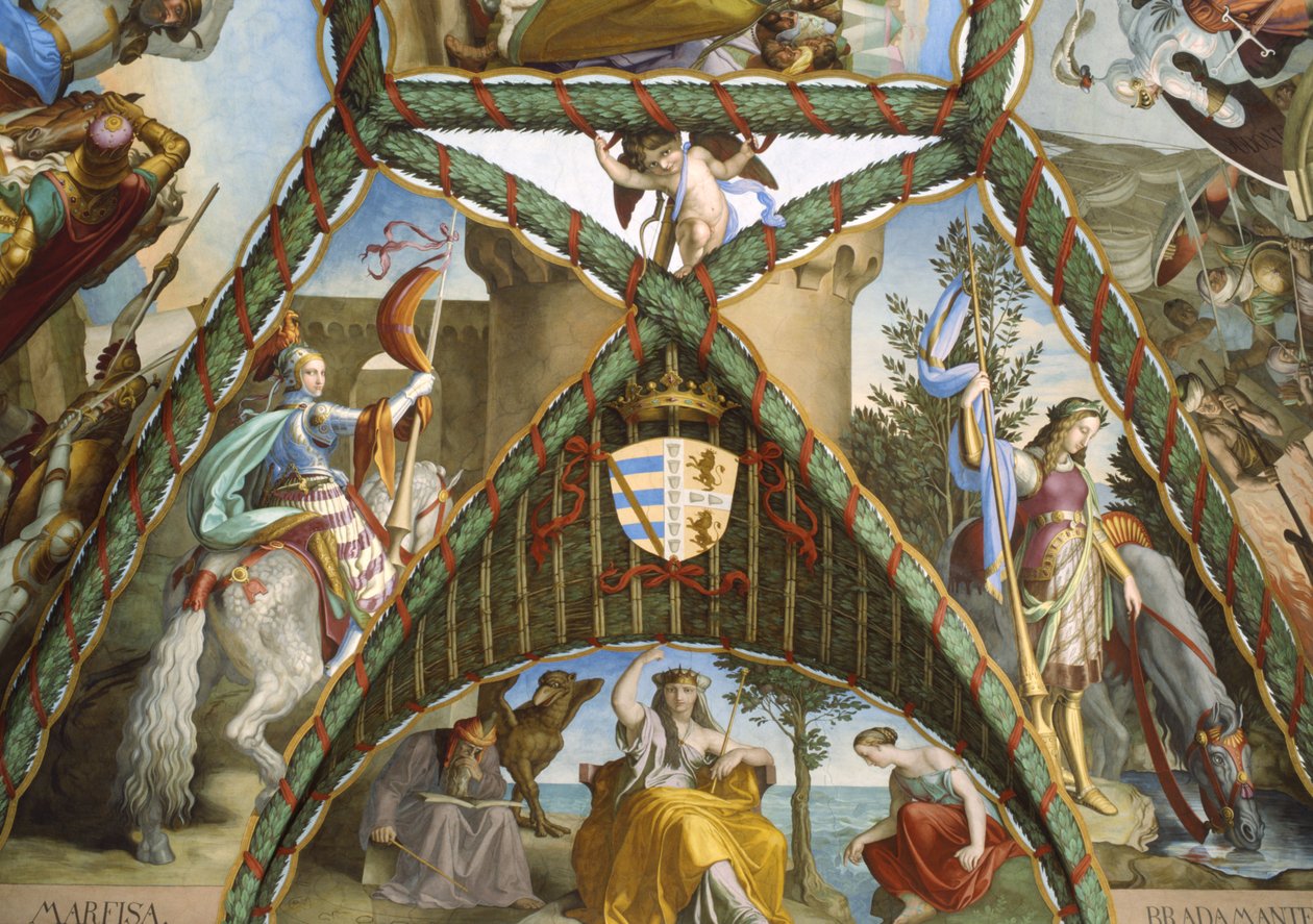 Čarodějky Melissa, Atlante, Alcina a postavy Marfisie a Bandimarte od Julius Schnorr von Carolsfeld
