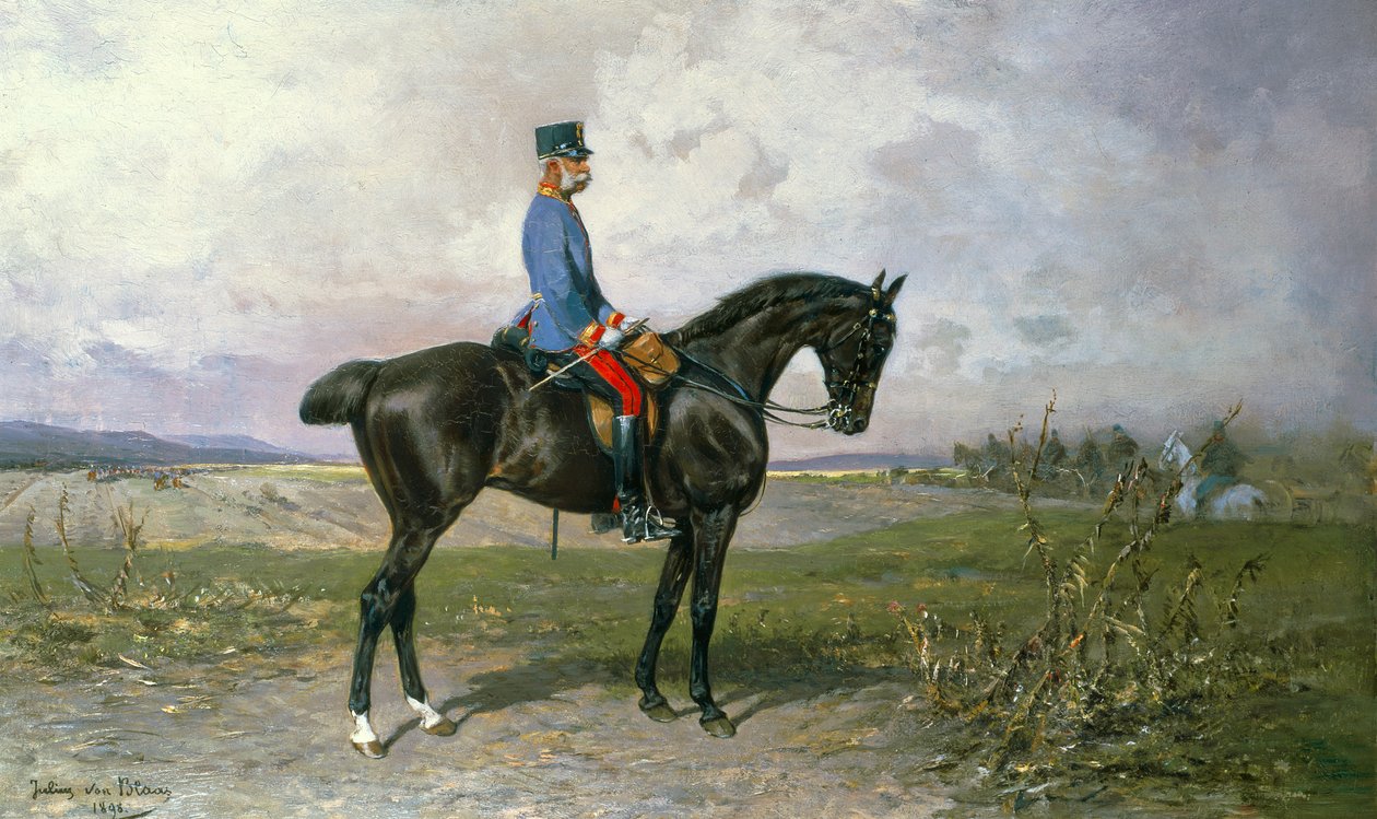 Císař František Josef I. na svém rakouském koni, 1898 od Julius von Blaas  